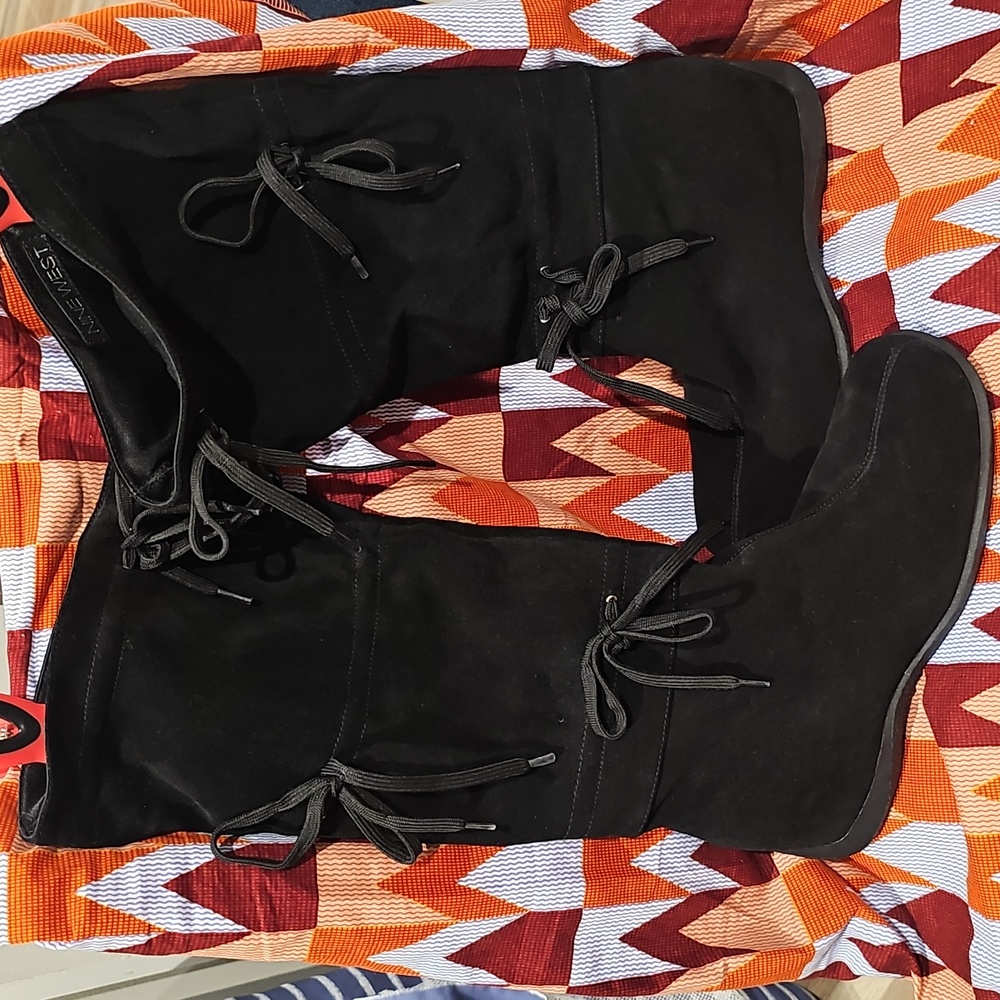 Nine West Black Suede Over the Knee Boots Ladies Size 8.5 Very Pretty